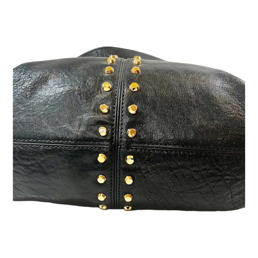 Michael Kors Vintage Black Leather With Gold Studs and Chain Crossbody EVC - Picture 8 of 15
